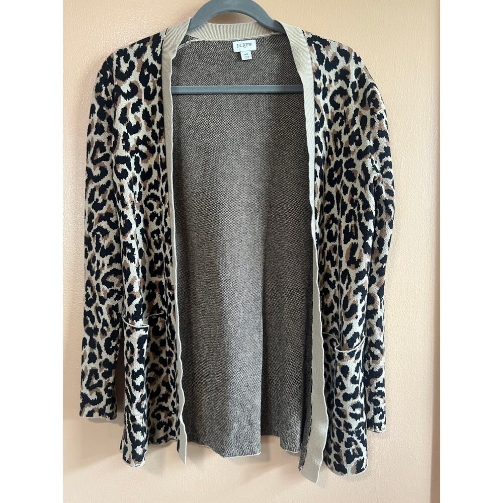 J.Crew Factory Leopard Open Cardigan Womens XS Cotton Re-Imagined AG764